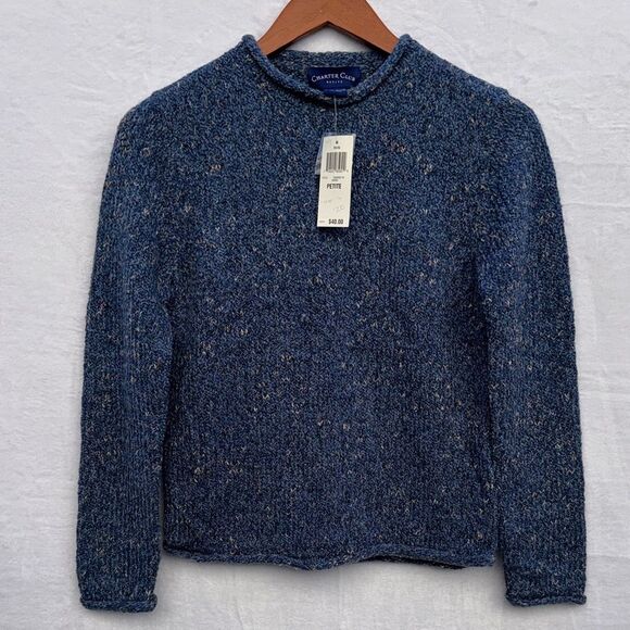 Vintage Charter Club Blue Crew Neck Sweater Size PP - Picture 5 of 10